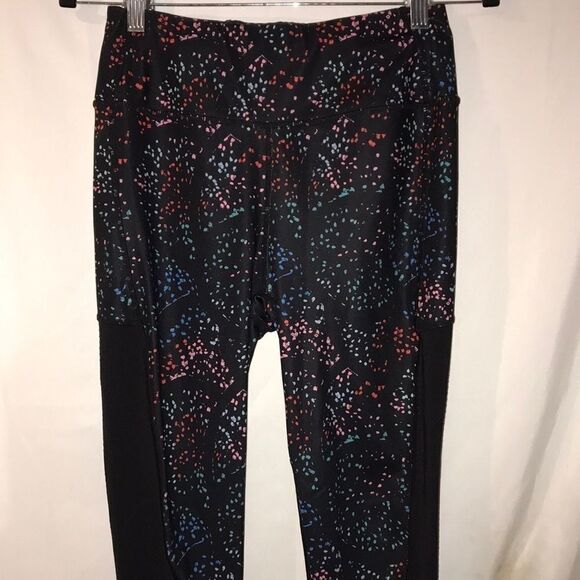 Avia Women's Black Pink Elastic Waistband Abstract Athletic Leggings Size 4 - Picture 1 of 8